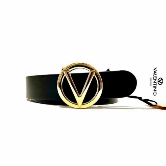 VALENTINO Giusy V-Logo Black Gold Buckle Leather
Belt NWT - Picture 8 of 9